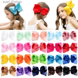 Huvudbonad hårtillbehör 6 tum Big Grosgrain Ribbon Solid Hair Bows With Clips Girls Kids Hair Clips Headwear Boutique Hair AccessoriesL231214