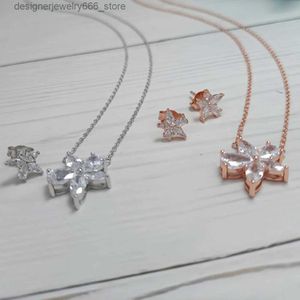 Ожерелья с подвесками из стерлингового серебра 925 пробы, пятиконечная морская звезда, ожерелье, набор серег, модные и минималистичные украшения в подарок для женщин Q231214