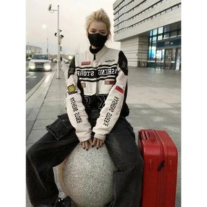 Women's Jackets bomber women college Jacket long sleeve race car jacket vintage detachable hem jacket winter and summer american baseball coats 231214