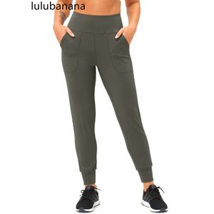 Lu lu hizalanma tozluk bayan joggers telefon cepleri ile yüksek bel atletik egzersiz konik salon pantolon joggers için