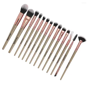 Makeup Brushes 14pcs Plastic Handle Assorted Brush Set Beauty Care Supplies (Golden)