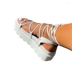 Sandals Women's Gladiator Sandal Woman Platform Wedge Cross Tied Casual Shoe Summer Sexy Lady Ankle Wrap Lace Up Footwear