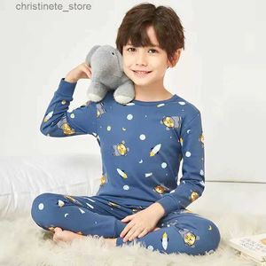 Pijamas bebê crianças pijamas conjuntos de algodão meninos pijamas terno outono meninas pijamas dos desenhos animados gato pijamas camiseta + calças 2pcs crianças roupas r231214