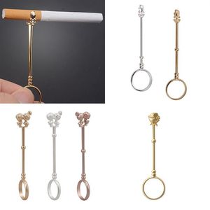 Fashion Vintage Metal Finger Clip Women Men Cigarette Holder Ring Slim Cigarettes Smoking Accessories Long Stick Jewelry252S