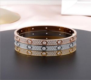 Moda clássica pulseira diamante bangle para mulheres homens de alta qualidade luxo pulseira jóias noivado festa casamento prata rosa gold7278194