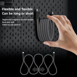 Magnetic 100W Magic Rope USB C Cable Self Winding USB Type C PD Quick Charge Fast Charging Data Cord For Android Samsung S24 S23 LG Xiaomi PC Tablet