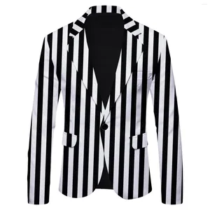 Men's Suits Men Casual Striped Polka Dot Leopard Print Suit Blazer Slim Jacket Coat Button Tops Ones Party Social Blazers Hommes