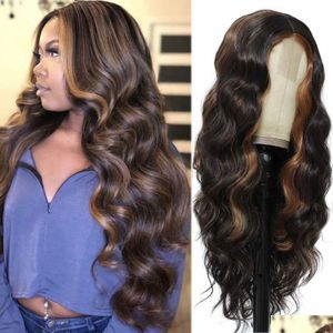 Lace Wigs Long Deep Wave Fl Lace Front Wigs Human Hair Curly 6 Styles Female Synthetic Natural Fast Drop Delivery Hair Products Hair W Dhctv