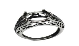 Beadsnice 925 Sterling Silver Filigree Ring Inställningen passar 12mm runda cabochon antik silverton handgjorda ringar för kvinna ID 337604196502