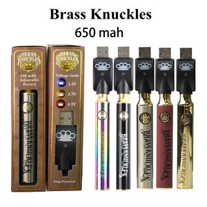High quality Brass knuckles section preheat adjustable 650mah bottom voltage adjustable 3.2-3.7-4.1V protect USB charger with packing box 510 thread