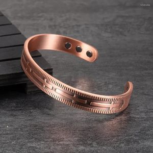 Bangle Ikuinen Solid Copper Magnetic Bracelets Cross Arthritis Adjustable Health Energy Jewelry For Men Women