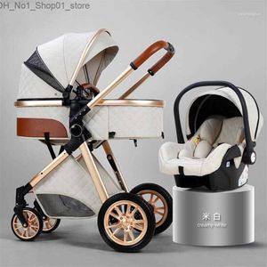 Passeggini # 2020 Nuovo passeggino High landscape 3 in 1 carrozzina Passeggino di lusso Cradel Infant Carrier kinderwagen car1275y Q231215