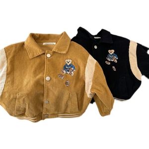 Down Coat Fashion Baby Girl Boy Corduroy Jacket Casual Cartoon Embroidery Infant Toddler Child Coat Fall Spring Kid Outwear Baby Clothes 231214