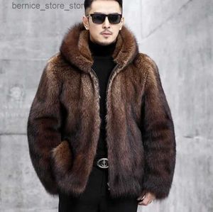 Pelliccia da uomo Pelliccia sintetica Stile classico Autunno Inverno Spessa Calda Soffice morbida Pelliccia sintetica Cappotto Maschile Manica lunga Plus Size Moda coreana Uomo Giacche Taglia 4XL Q231212