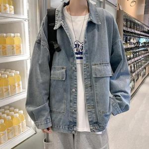 Herrjackor 2023 Spring Autumn and Winter Casual denimjacka LAPEL Lång ärmflikfickor Single Breasted Coat Solid Color