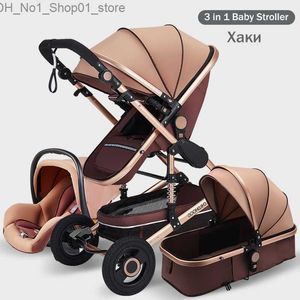 Barnvagnar# lyx 3 i 1 baby barnvagn bärbar hög landskap guld svart baby vagn vikning multifunktionell nyfödd spädbarn barnvagn q231215