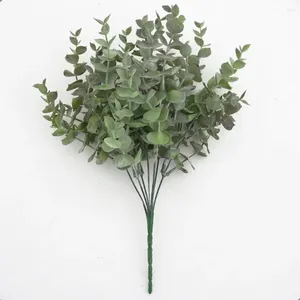 Decorative Flowers Realistic Faux Eucalyptus Non-withering Artificial With Stem 7 Forks Green Plants For Home Decor Po