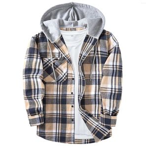 Männer Casual Shirts Herbst Frauen Hoodie Mantel Plaid Print Lose Mit Kapuze Lange Ärmel Kordelzug Strickjacke Einreiher Knöpfe Frühling jacke