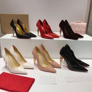 Wasser-Diamant-Pumps mit kegelförmigem Absatz, Satin-Kurve, spitzer Zehenbereich, hoher Absatz für Damen, Luxus-Designer-Abendkleid-Schuhe, formelle Büro-Schuhe aus Lackleder