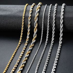Stainless Steel Twist Rope Chain Necklace For Women Men Gold Color Necklace Fashion Jewelry Accessories