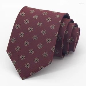 Papillon di alta qualità rosso vino 8 cm cravatta per uomo d'affari formale ufficio cravatta da uomo cravatta alla moda con confezione regalo