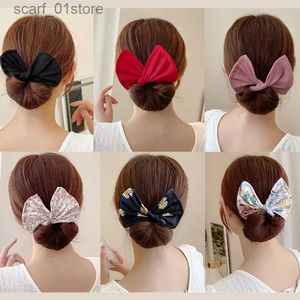 Headwear Hair Accessories Lticolor Deft Bun Print Headband Hairn Pin For Women Girl Cloth Hair Circle Bun Maker Ponyil Holder Hår flätad tillbehörsl231214