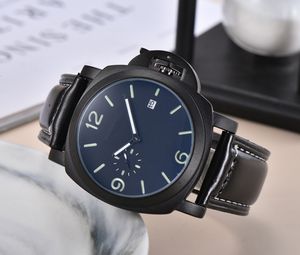 Pan Edelstahl -Handgelenk Uhren für Männer 2024 Neue Herren Uhren alle Zifferblätter Quarz Uhr Top Luxury Brand MAM MODE MODE Black Leder Pa010