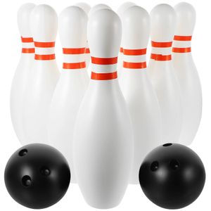 Bowling 12pcs Large Size Play Sets Sports Games Toy for Children Kids 10pcs White 2pcs Balls Cakes 231213