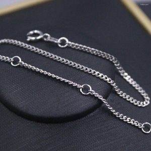 Chains Real 18K White Gold Chain For Women 2mm Solid Curb Necklace Link 18inch Length/4.7g Stamp Au750 Support Test