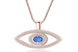 Azul mal olho pingente colar de cristal luxo cz clavícula colar prata rosa ouro jóias terceiro olho zircão colar moda birt1396164