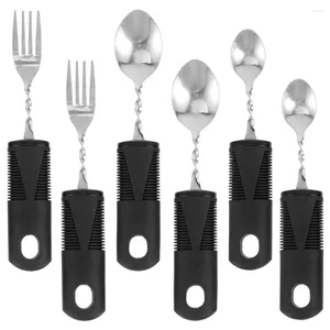 Akşam yemeği setleri 2 servis gereçleri bükülebilir çatal bıçak takımı engelli yaşlı sofra taşınabilir cihaz ağırlıklı Parkinsons yemeği
