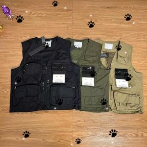 Summer New Solid Color Multi Pocket Decoration Functional Warwear Vest Men's Loose