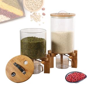 Organização de armazenamento de cozinha Recipiente de farinha e cereais 5L/7,5L Dispensador de arroz Recipiente de armazenamento de alimentos de vidro criativo para organização de cozinha 231213