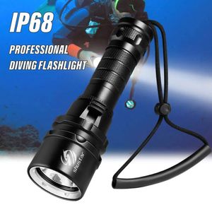 Utomhusgadgets Hög Power Diving ficklampa IP68 Högsta vattentäta betyg Professionella ljus som drivs av 18650 Batteri med handrep 231214