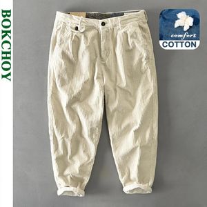 Herrbyxor Autumn Winter Men Cotton Corduroy Pants Solid Color Casual Safari Style Multi-Pocket All-Match Workwear GML04-Z325 231213