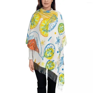 Berretti Ananas Limone Papaya Sciarpa scialle con nappe da donna Moda