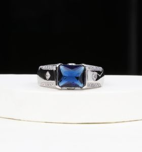 Mens Fashion Gift Jewelry White Gold Filled Sapphire CZ Zircon Wedding Band Finger Ring Nyårsgåva SZ81359734716736019