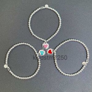 Bangle Armband T 925 Sterling Silver Drop Lime Rivet Heart 4mm Round Bead Tee Love Emamel Crowd Ltqe