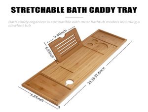 Bamboo Bathtub Tray Nonslip Bath Tray Spa Bathtub Organizer Book Wine Tablet Holder Reading Rack952253cm8898581