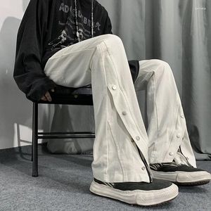Dżinsy męskie workowate swobodne ubranie w stylu vintage proste nogi spodnie koreańskie mody streetwear solid dużego dzwonka