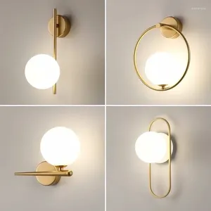 Wall Lamp LED Modern Indoor Golden Glass Light For Living Room Bedside Bedroom Interior Globe Lighting With G9 Bulb