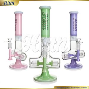 Hittn Glass Bong Water Pipe Double 6 Tree Arms Perc Hand Blown High Borosilicate Smoking Water Bong2024 New 11.7 Inches Milk Pink Milk Purple Milk Green