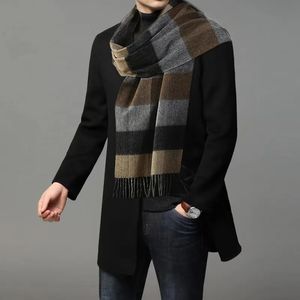 Шарфы высококачественный 100% шерстяной шарф мужчина толстые клетки мягкие теплые женщины окутают классический бизнес -глушитель зимний шаль.