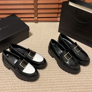 Loafers Shoes Designer Small Leather Shoes Fall Leather Ringer All-match High-quality Women oxford Single Foot Metal Buckle Black Single shoe Ballet Flats