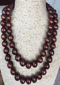 Double Strands 1213mm South Sea Barock Chocolate Pearl Necklace 18 quot19quot6776723