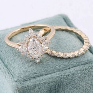 Grossistprissmycken 14K Solid Real Gold 1.5CT/2CT/3CT Custom D VVS Oval Moissanite Diamond Engagement Ring Set for Women