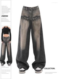 Damen Jeans Oversize Vintage Y2k 90er Denim Hose Emo 2000er Harajuku Ästhetische High Waist Cowboy Hose Trashy Kleidung 2023