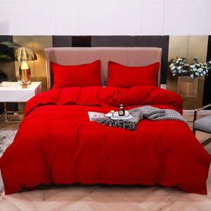 Bedding sets Bed Linens Drop Full Set Comfortable Duvet Cover Solid Color Ins Linen Yellow Purple Grey Green Orange 231214