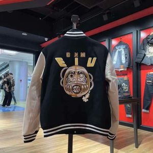 Designer Luxury Chaopai Classic High quality embroidered letter casual leather sleeve cotton clip loose baseball jacket