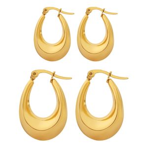Exquisite Ohrringe für Damen, geometrisch, U-förmig, große und kleine Ohrringe, Ohrringe aus Titanstahl, vergoldet mit 18 Karat Gold, Modeschmuck, Geschenkpaar